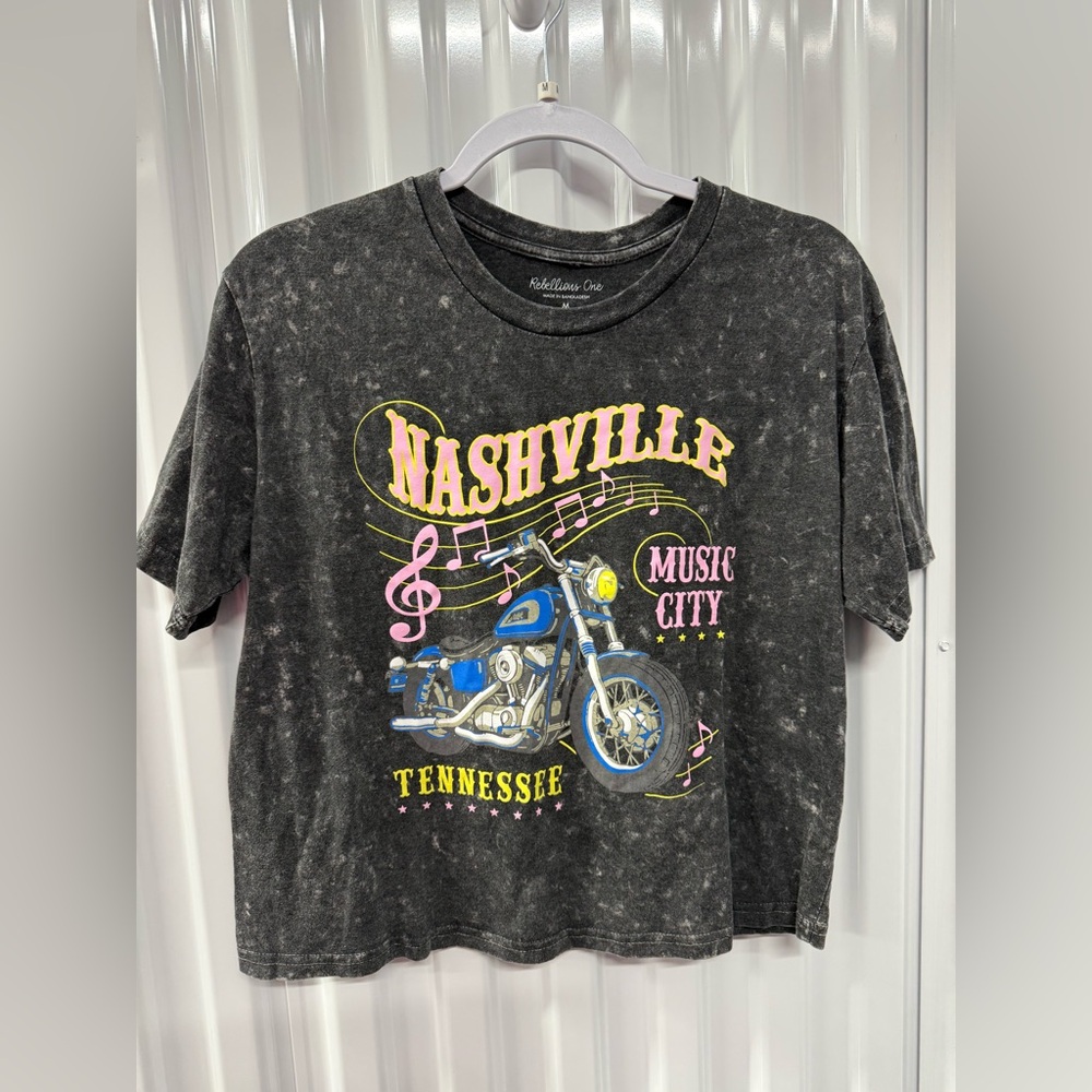 Rebellious One Black Nashville Music City Tee